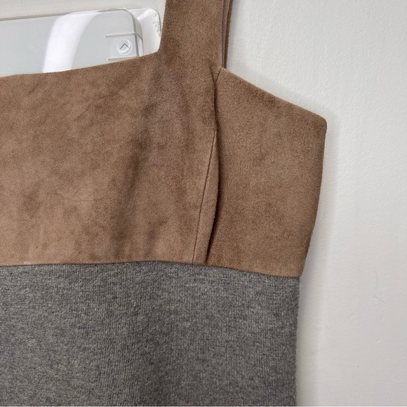 Ralph Lauren Black Label - Taupe Suede & Grey Cashmere Dress Size 12 - Picture 6 of 13